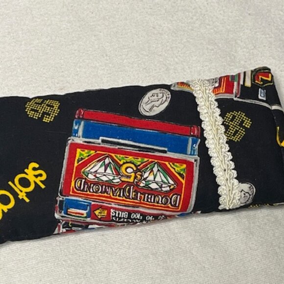 Handmade Money Pattern Padded Fabric Eyeglasses Soft Case Black 7"x3.5" - Picture 7 of 11